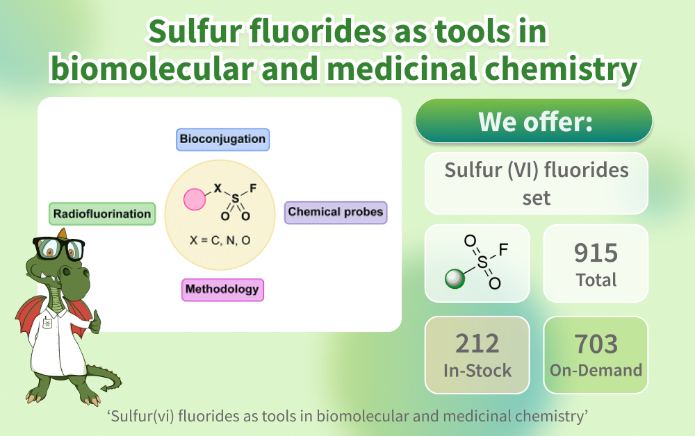 Sulfur(vi) fluorides as tools in biomolecular and medicinal chemistry. A compound set of selected sulfur (VI) fluorides are available for purchase at Chemspace!